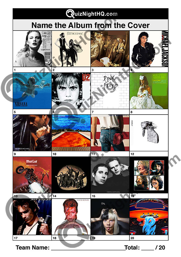 music trivia round famous album cover quiz