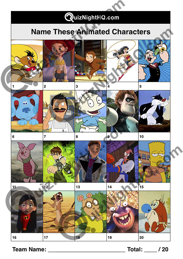 animated character famous faces trivia picture round