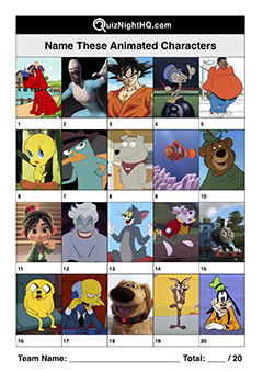 cartoon characters animated trivia picture round