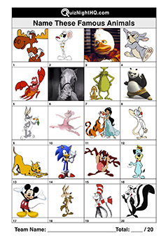Trivia Picture Round Animated TV Movie Animals