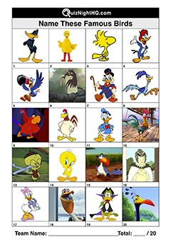 Trivia Picture Round famous Birds Animated