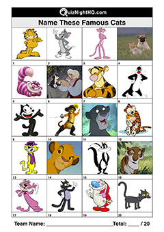 Trivia Picture Round Famous Cats