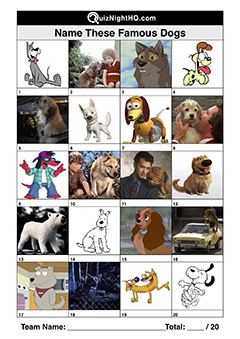 Trivia Picture Round Famous Dogs