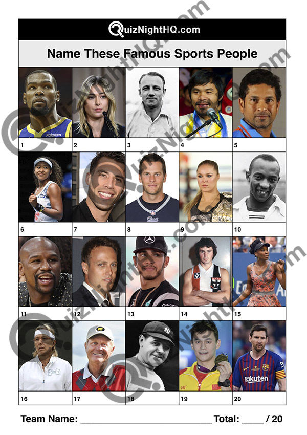 famous sport people faces trivia picture round