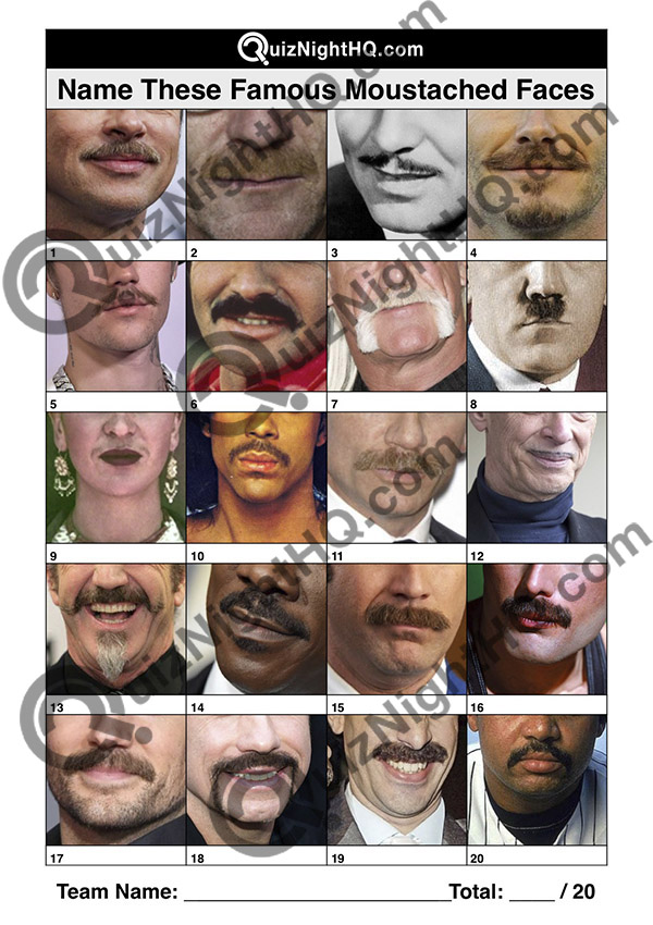 famous faces famous moustaches trivia picture round