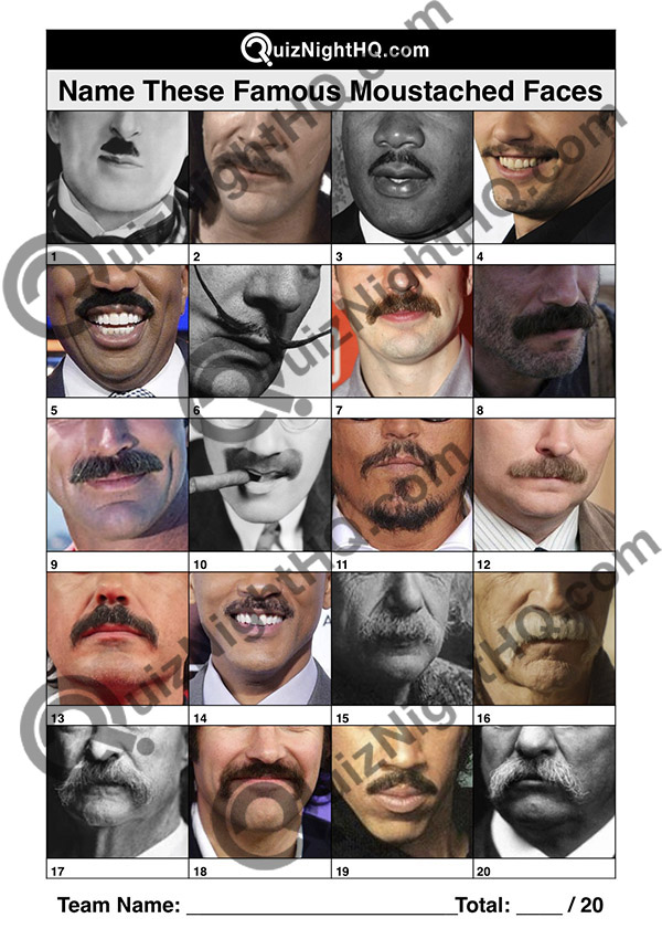 famous faces moustaches trivia picture round