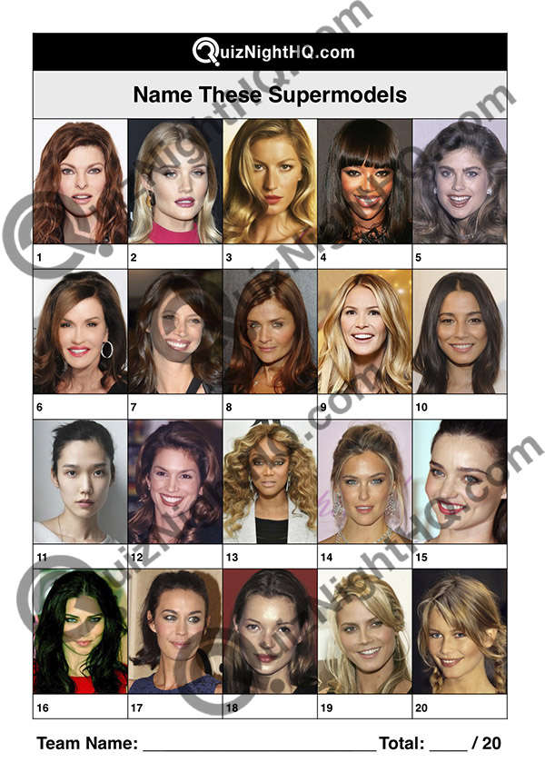 famous faces supermodels trivia picture round