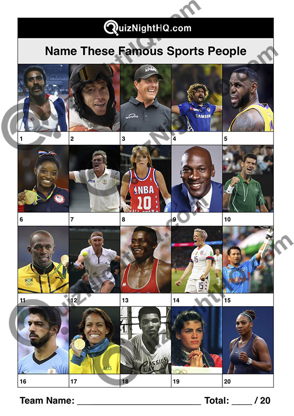 famous faces sports people trivia picture round
