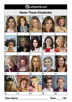 famous faces people named elizabeth trivia picture round