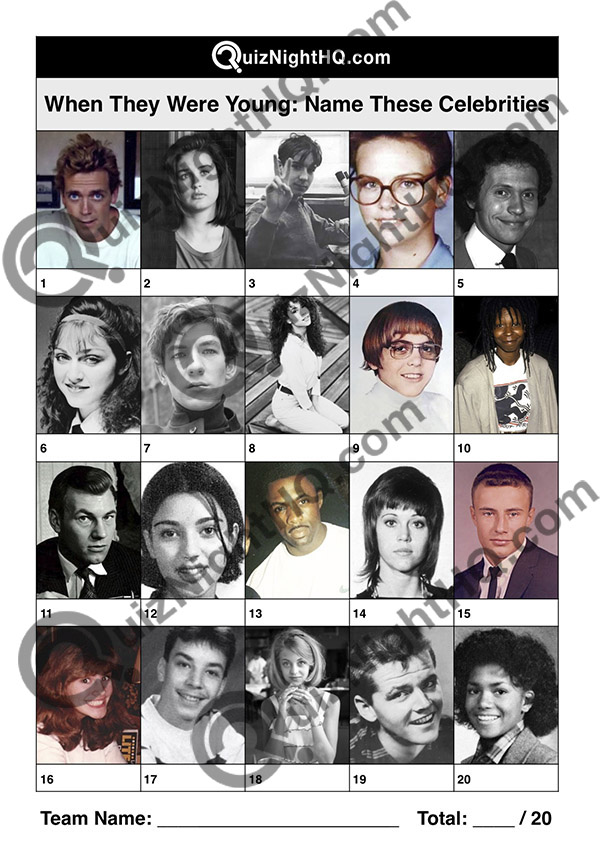 young celebrity famous face trivia question quiz round