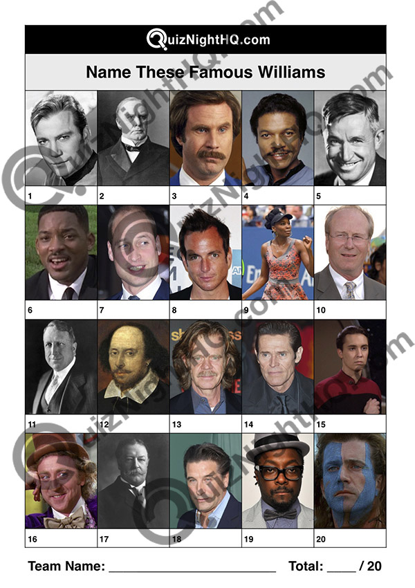 famous celebrity faces will william trivia picture quiz