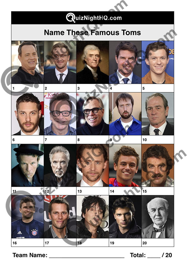 famous faces people named tom trivia picture quiz question round