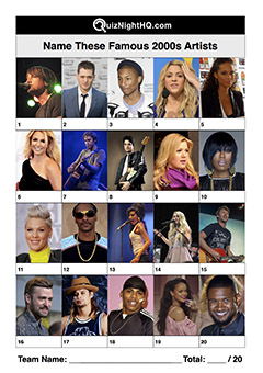 famous musicians 2000 naughties artist music trivia picture round