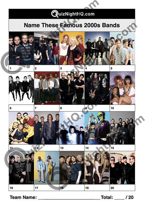 famous musicians bands 2000 naughties artist music trivia picture round