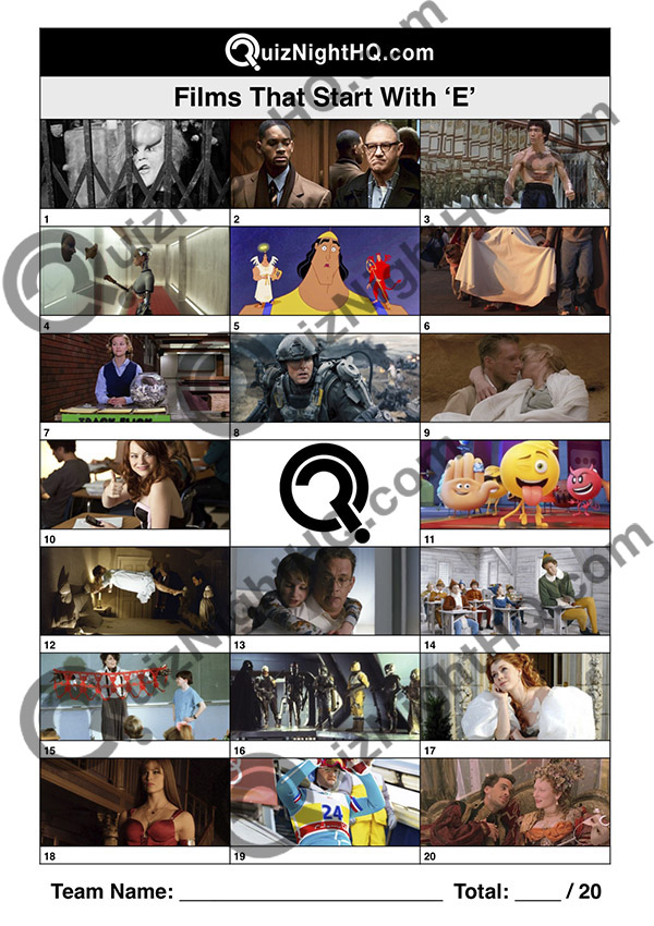 films movies starting with e trivia picture quiz