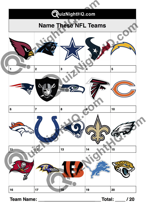 Sports Team Logos 004 – NFL – QuizNightHQ