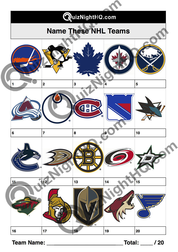 ice hockey nhl team logos trivia picture round