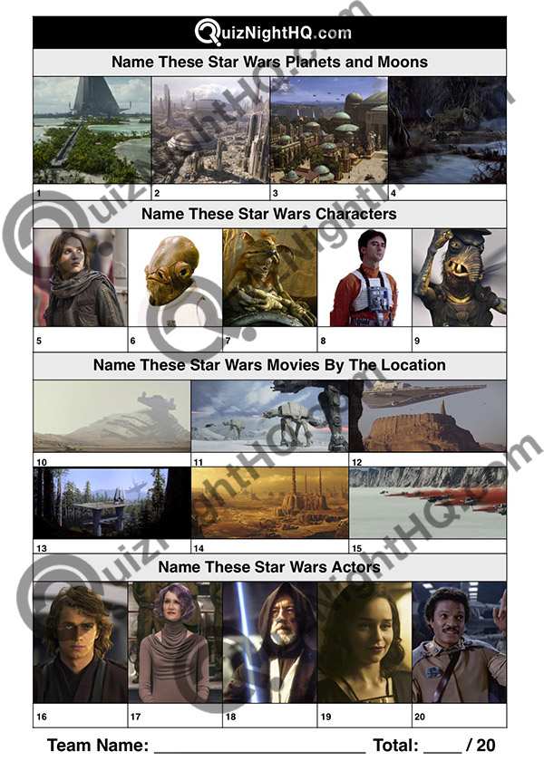 star wars trivia picture jumble quiz round