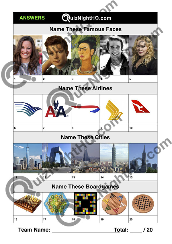 Trivia Picture Round Mix Famous Faces Airlines Buildings Board Games