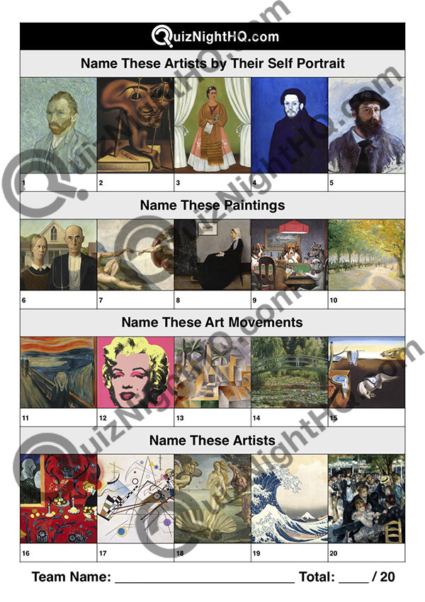 artwork art picture trivia quiz round