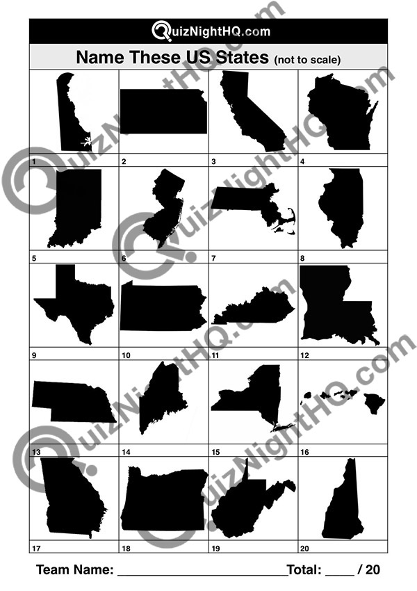USA state map geography quiz question picture round