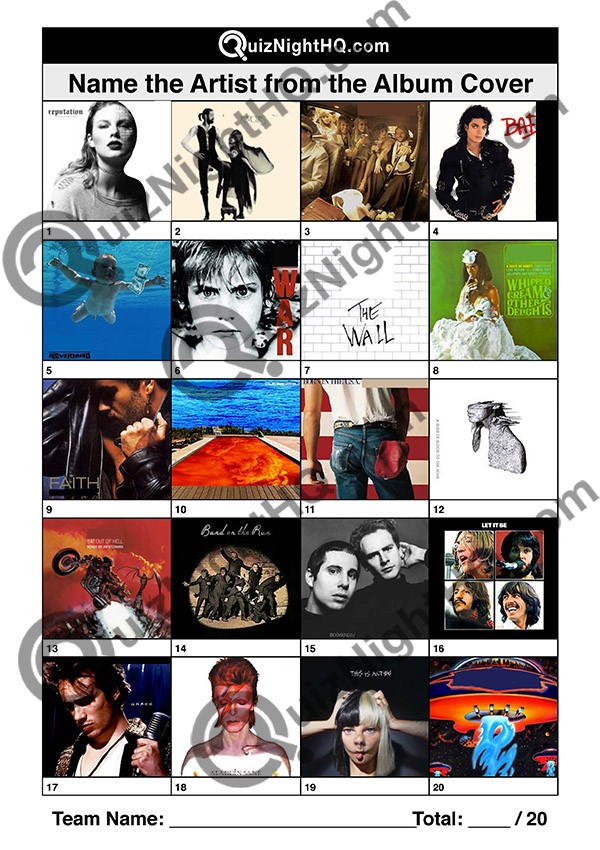 Album Covers 003 Musical Artist Questions
