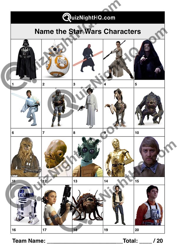Star Wars Characters 001 Questions